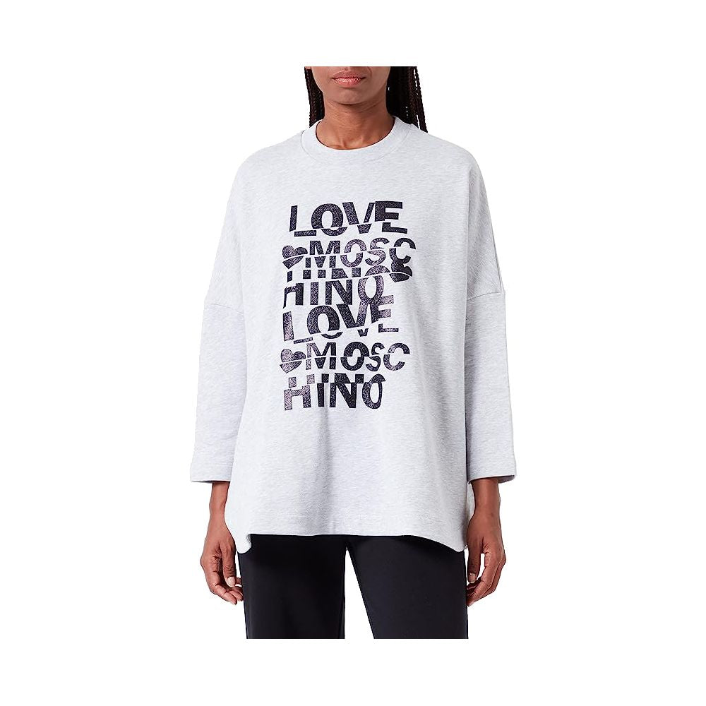 Sweat oversize en coton pailleté Love Moschino - Gris