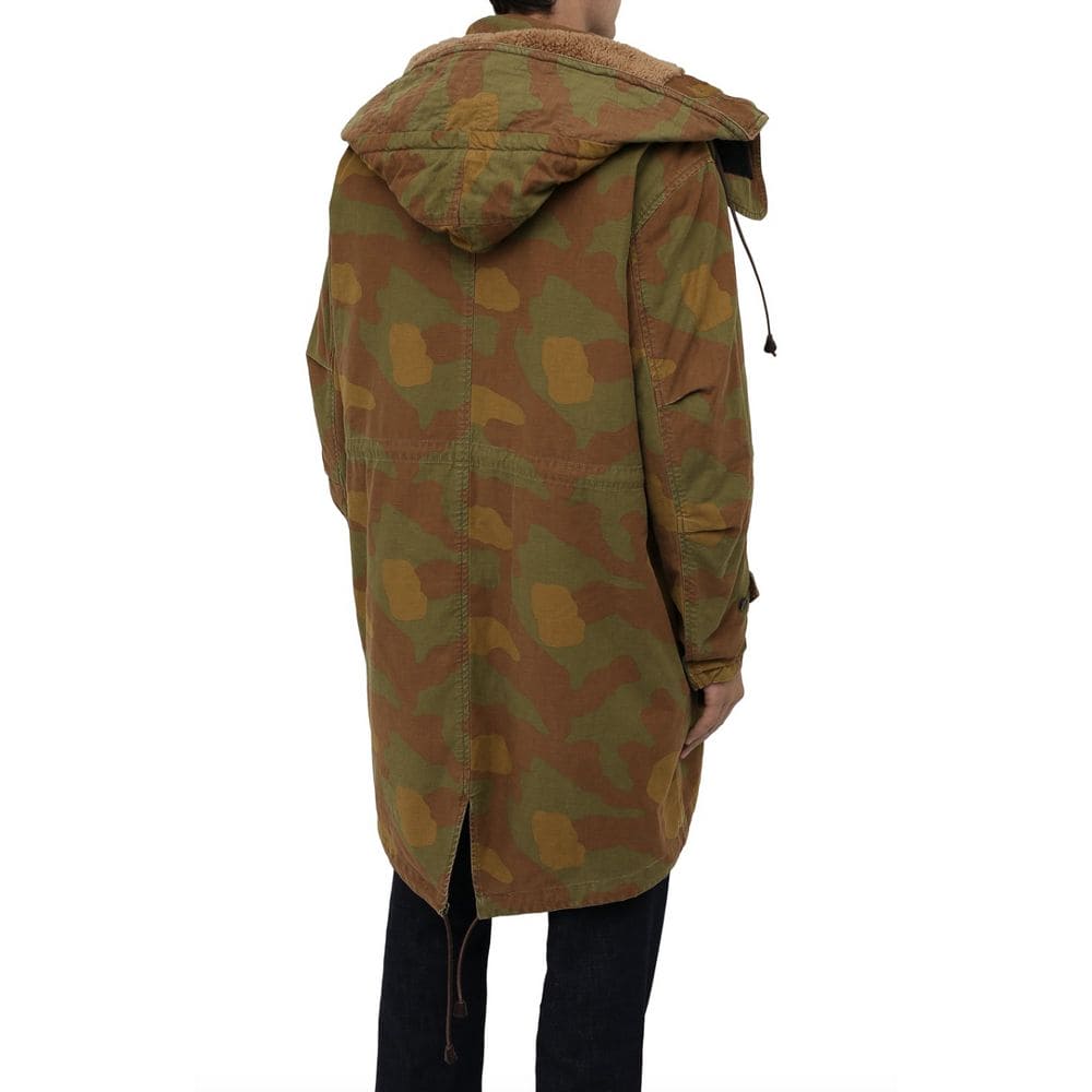 Parka à capuche texturée camouflage Dsquared² avec détails en cuir