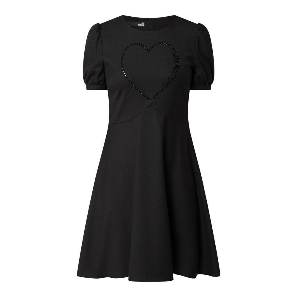 Robe élégante noire avec détails en strass Love Moschino