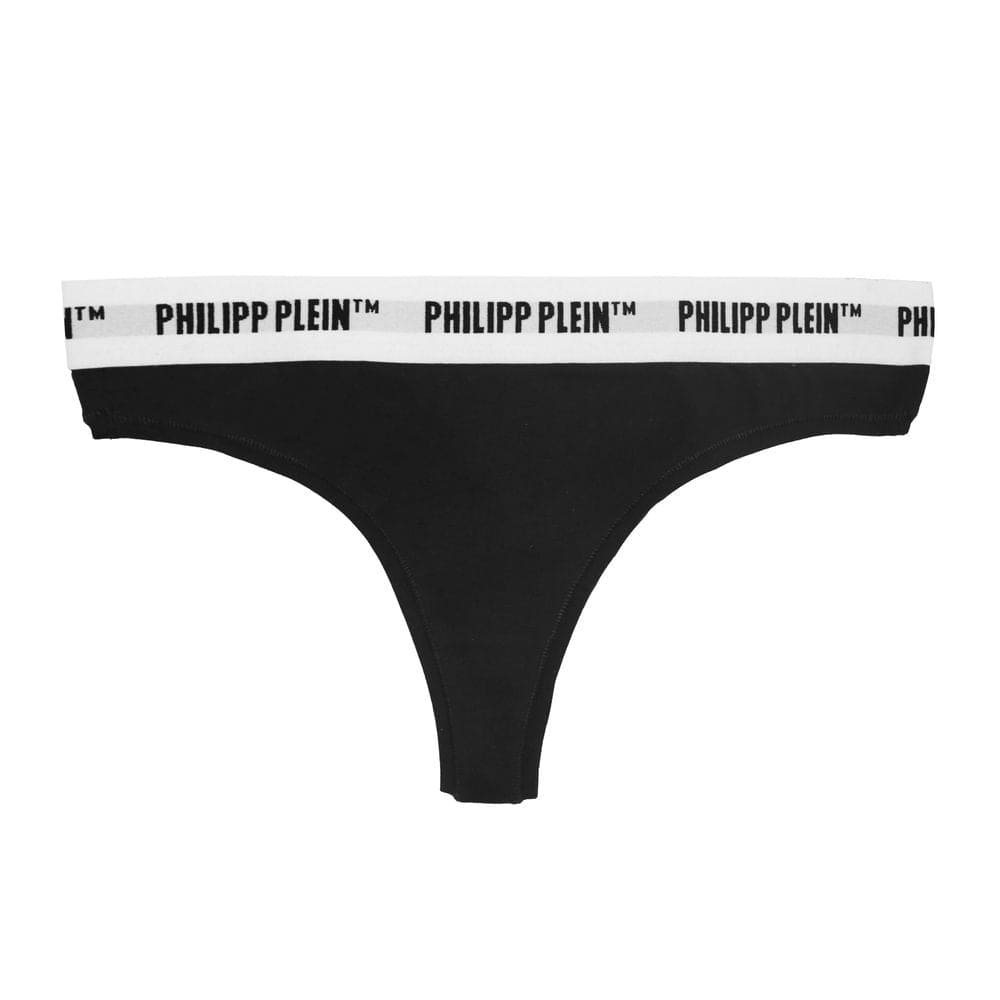 Pack de dos tangas elásticas con el logotipo en negro de Philipp Plein Chic