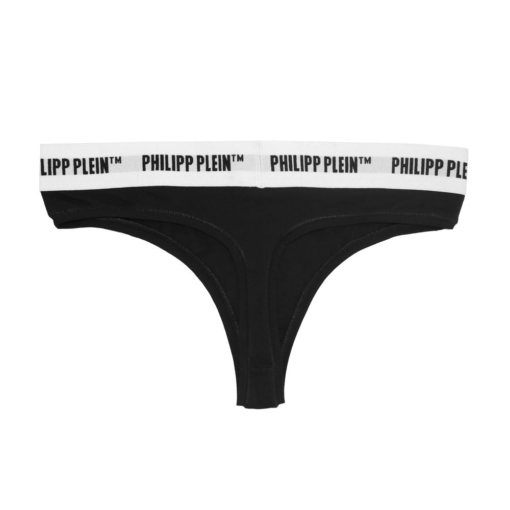 Pack de dos tangas elásticas con el logotipo en negro de Philipp Plein Chic