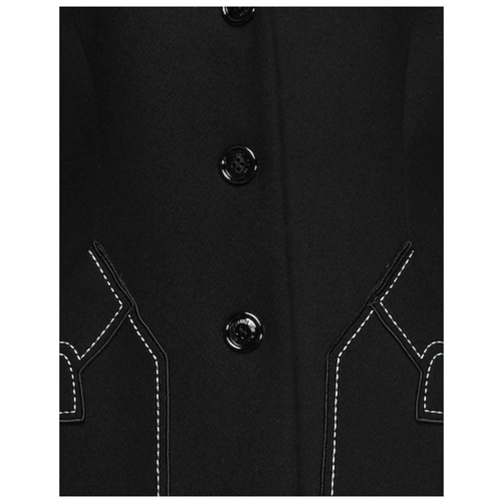 Manteau noir en laine mélangée chic Love Moschino avec détail cœur