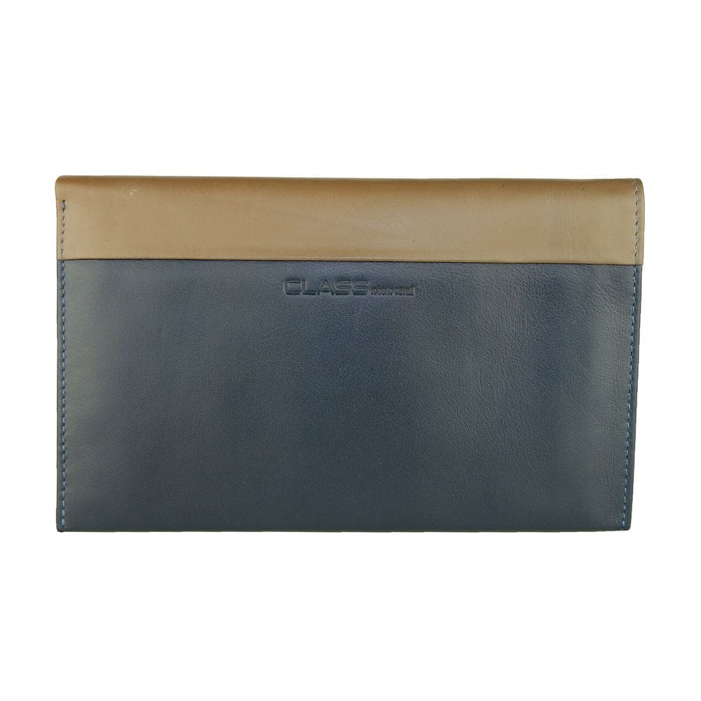 Portefeuille Cavalli Class Sleek en cuir bleu et beige