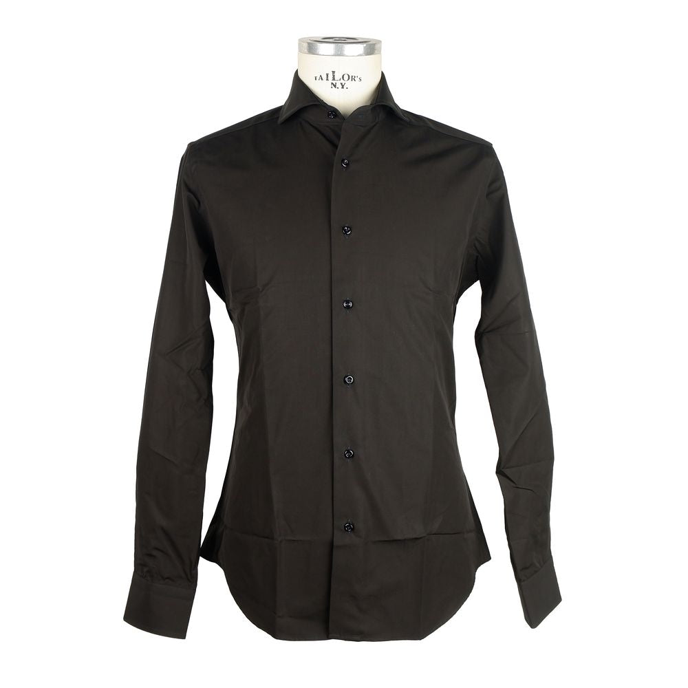 Camisa elegante de algodón Milano para hombre en color negro, fabricada en Italia