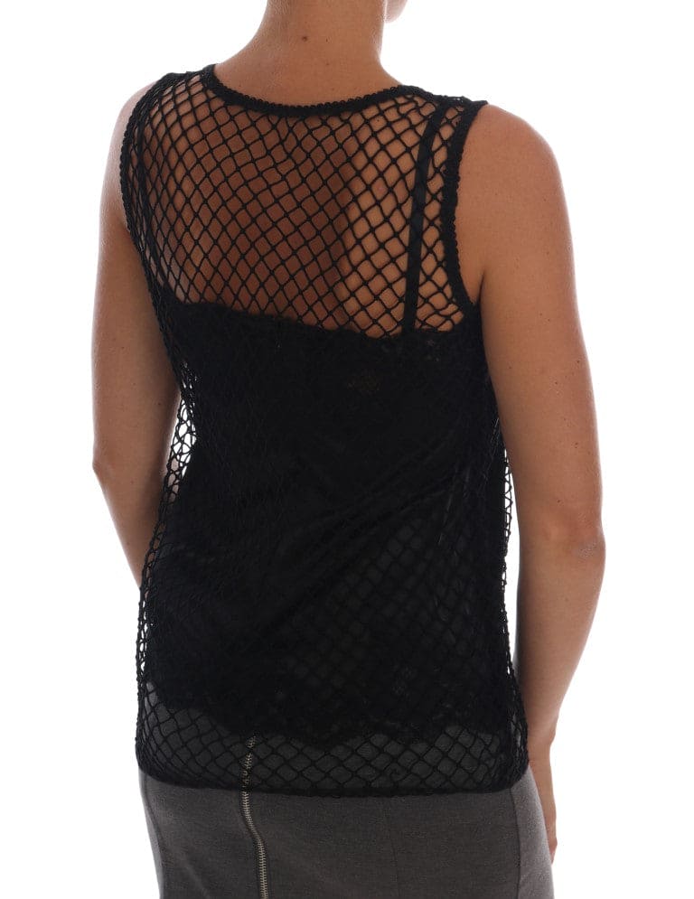 Chemisier camisole sans manches en dentelle noire élégante Dolce &amp; Gabbana