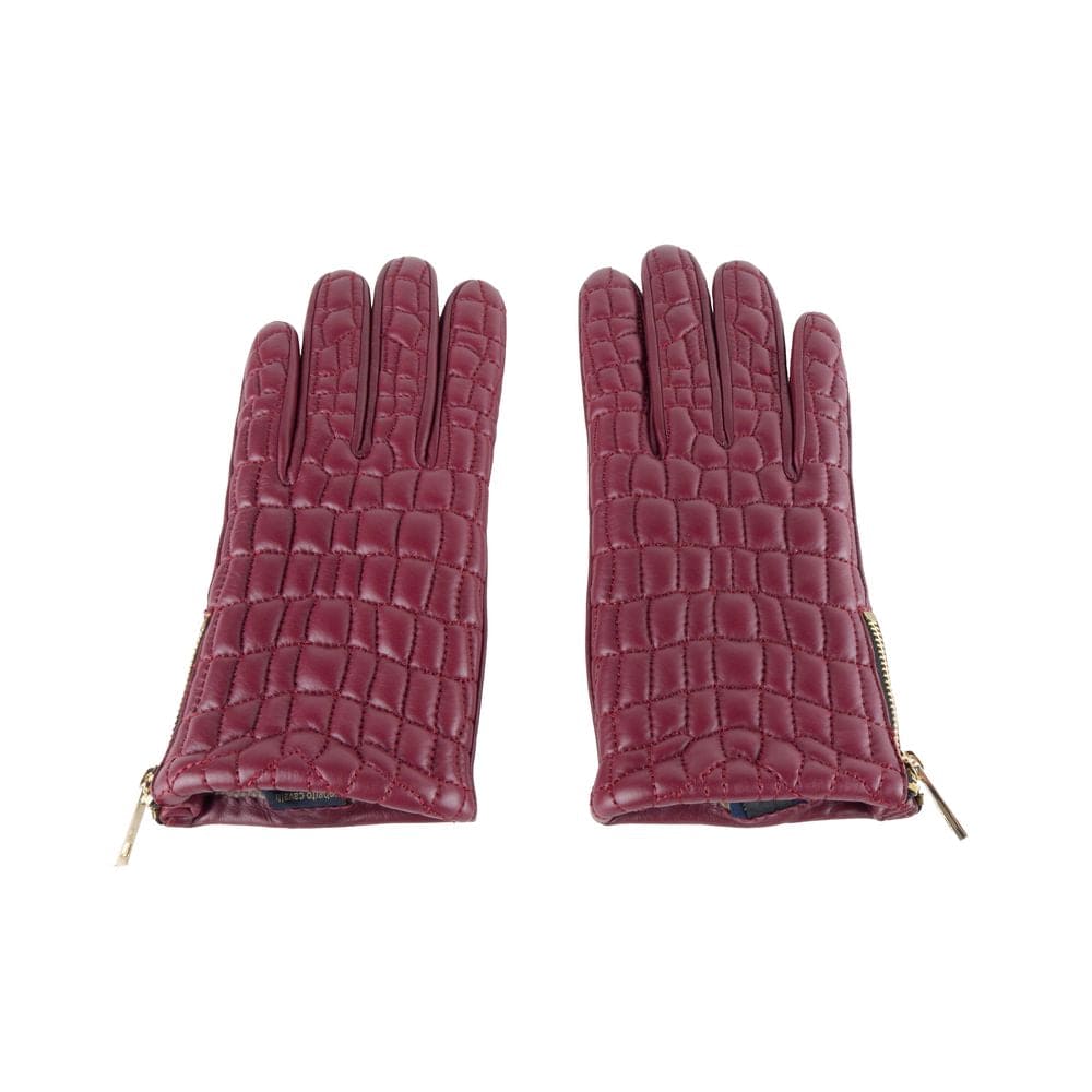 Gants élégants en cuir d'agneau bordeaux de la collection Cavalli Class