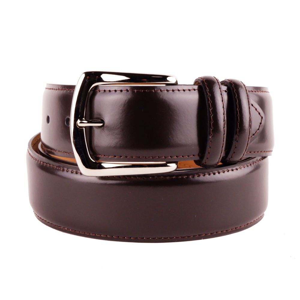 Ceinture élégante pour homme en cuir de veau lisse marron fabriquée en Italie