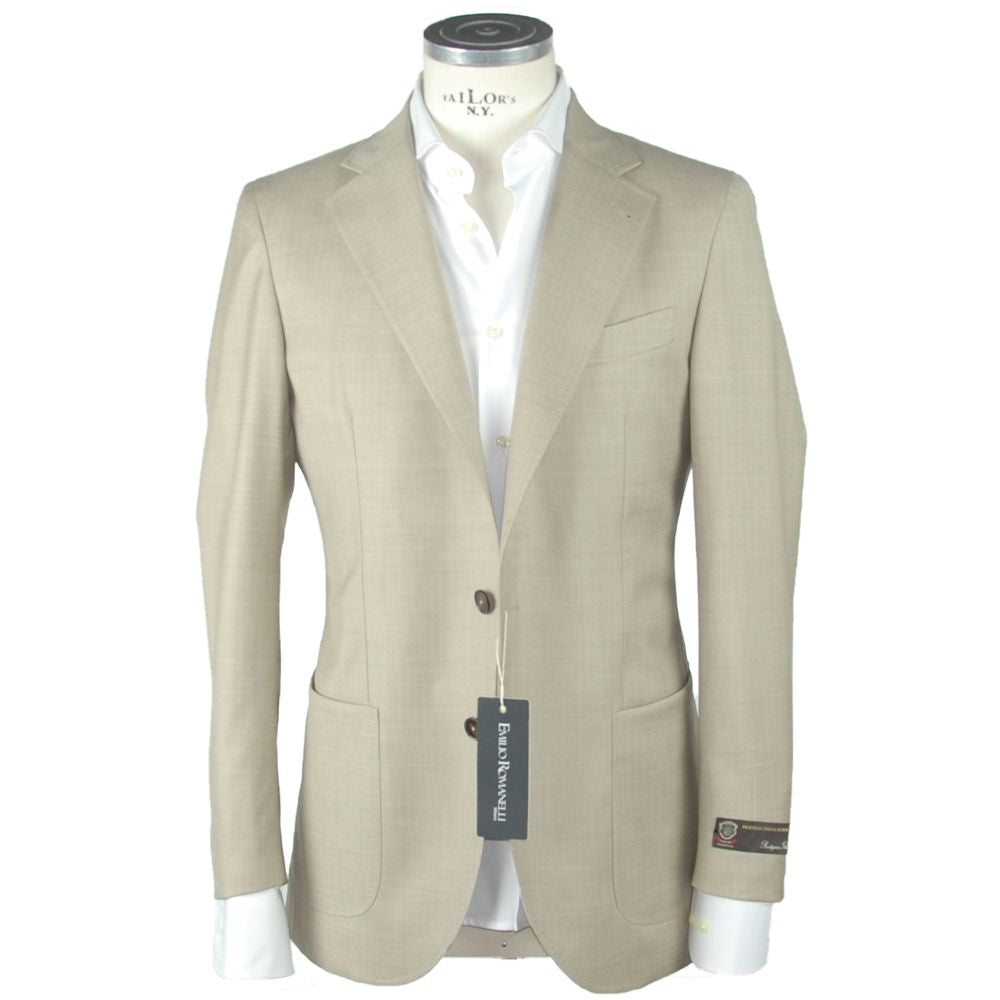 Emilio Romanelli Blazer slim en laine beige