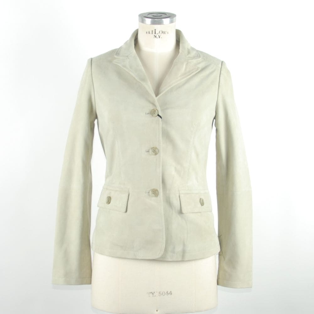 Elegante chaqueta de cuero blanca de Emilio Romanelli