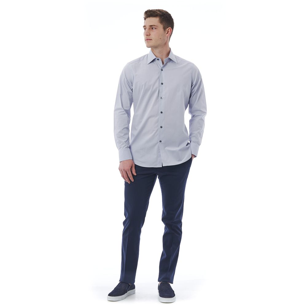 Chemise élégante à col italien grise Bagutta - Coupe classique