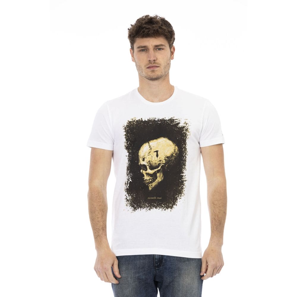 T-shirt graphique blanc élégant Trussardi Action avec imprimé artistique