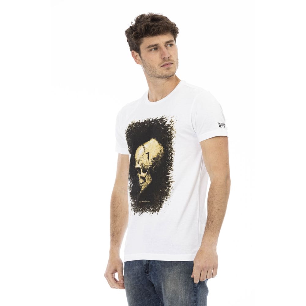 T-shirt graphique blanc élégant Trussardi Action avec imprimé artistique