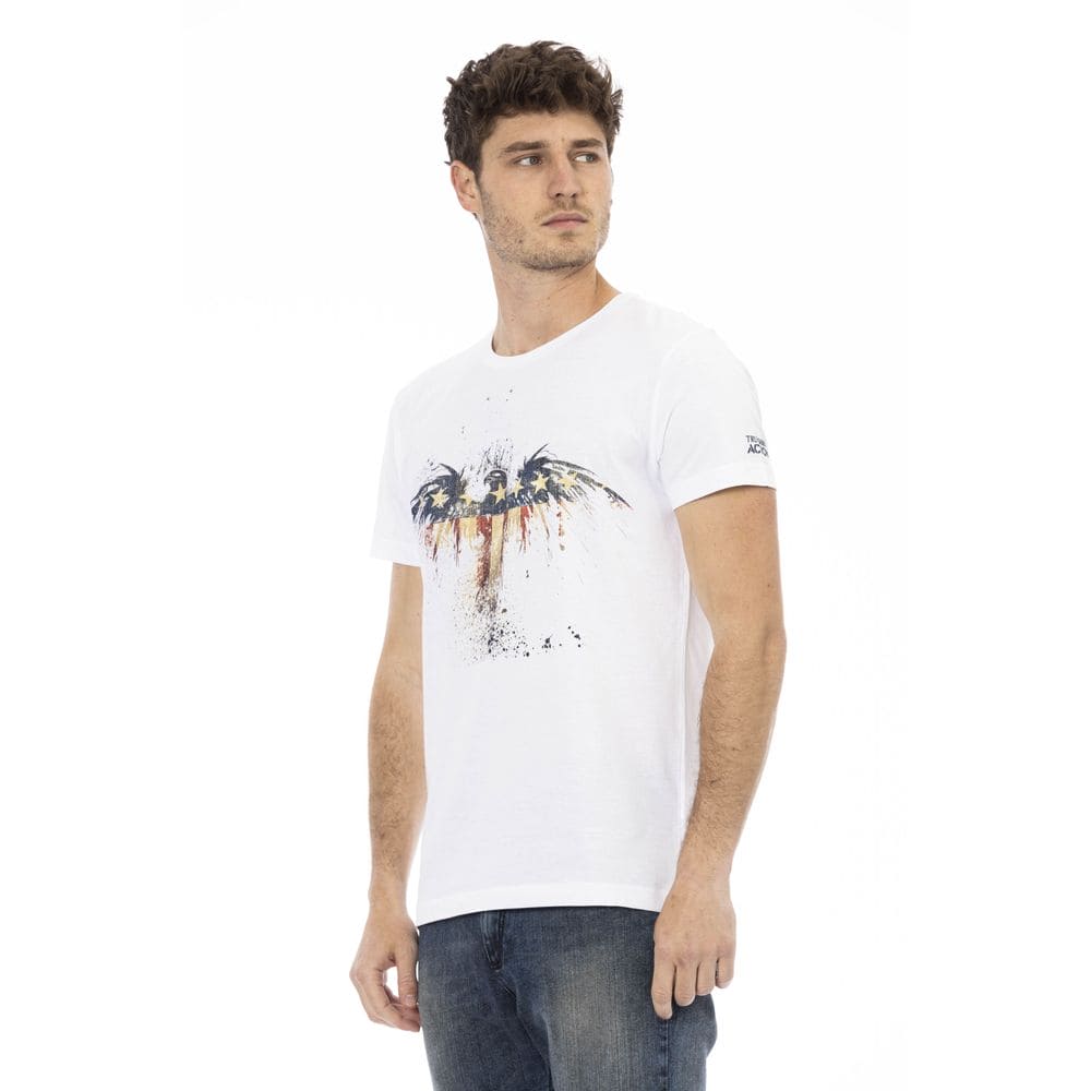 Elegante camiseta blanca con estampado artístico en el frente Trussardi Action