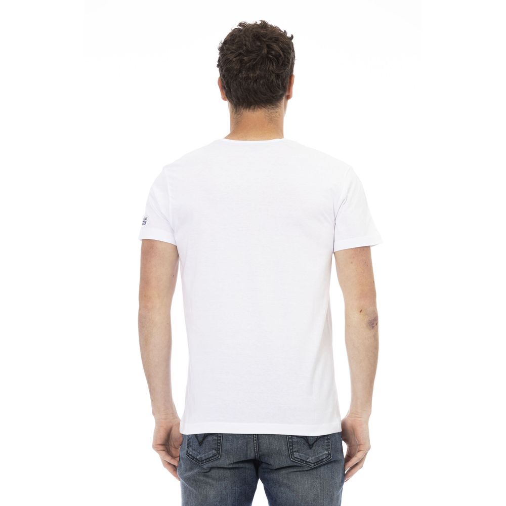 T-shirt blanc élégant Trussardi Action avec imprimé artistique sur le devant