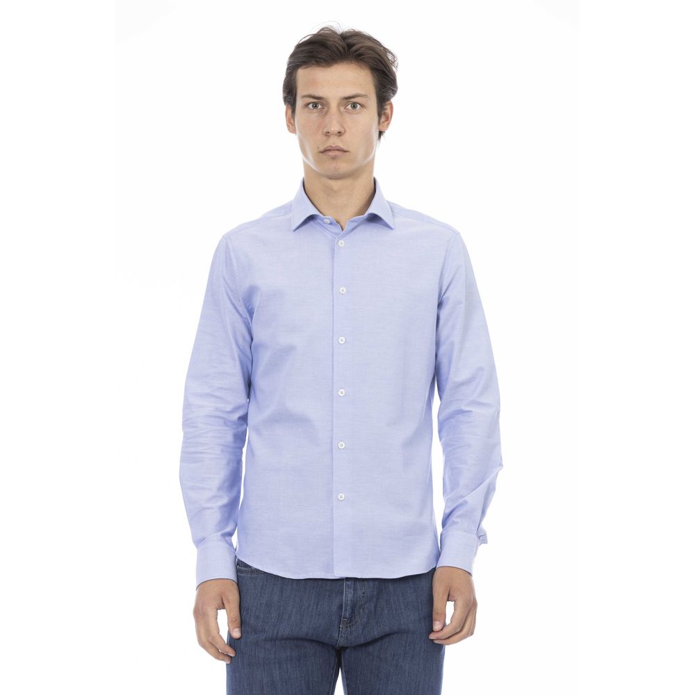 Camisa elegante de algodón azul claro Baldinini Trend