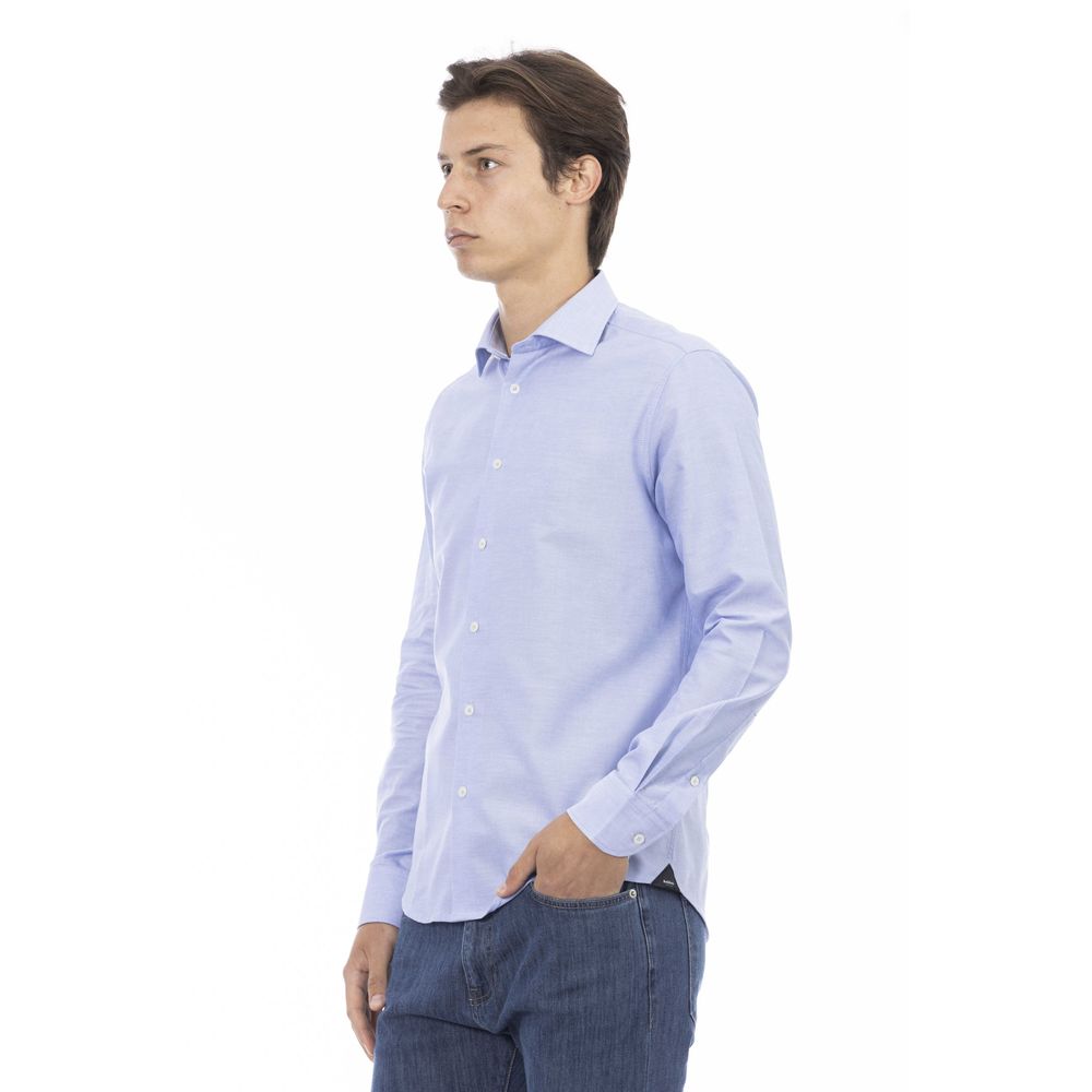 Camisa elegante de algodón azul claro Baldinini Trend