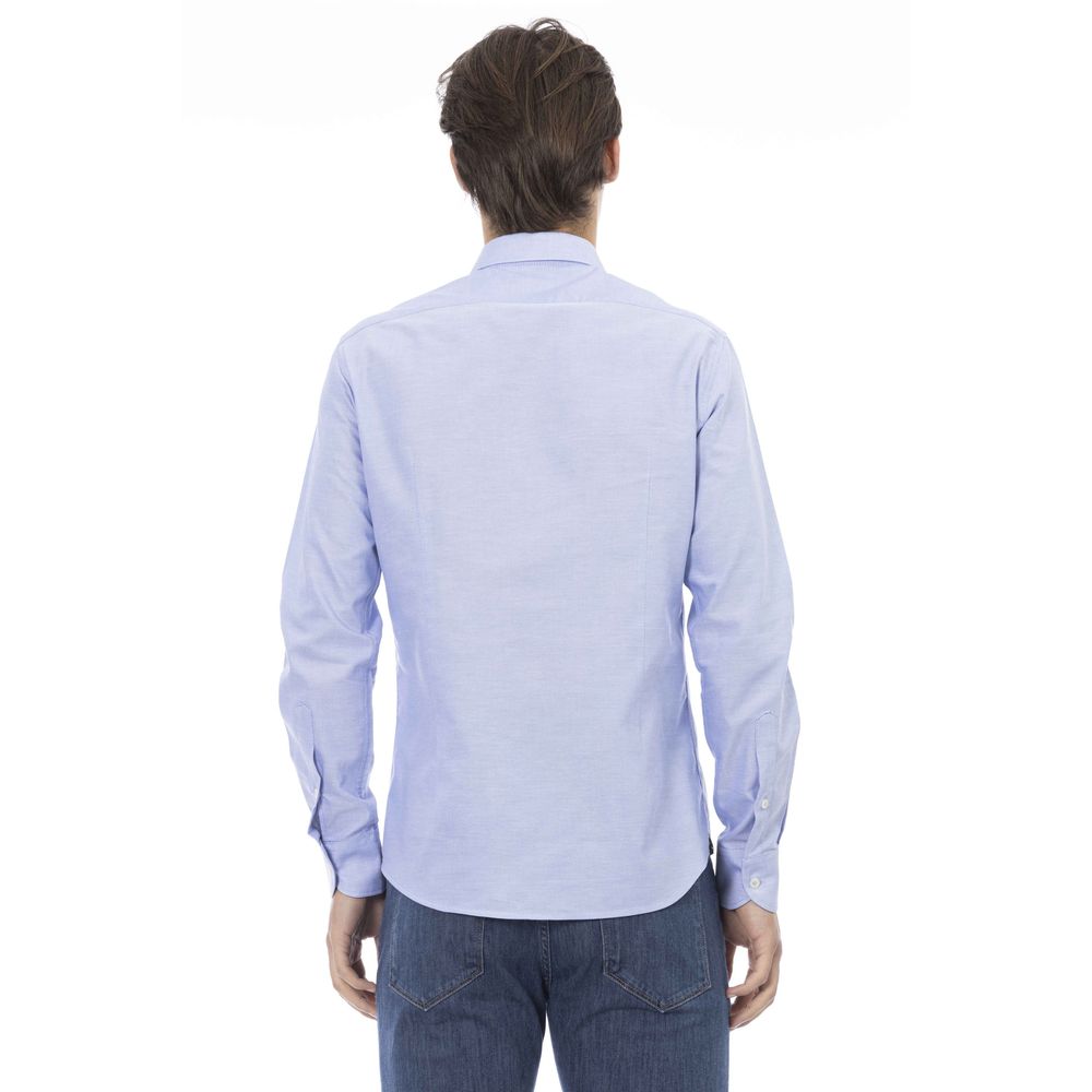 Camisa elegante de algodón azul claro Baldinini Trend