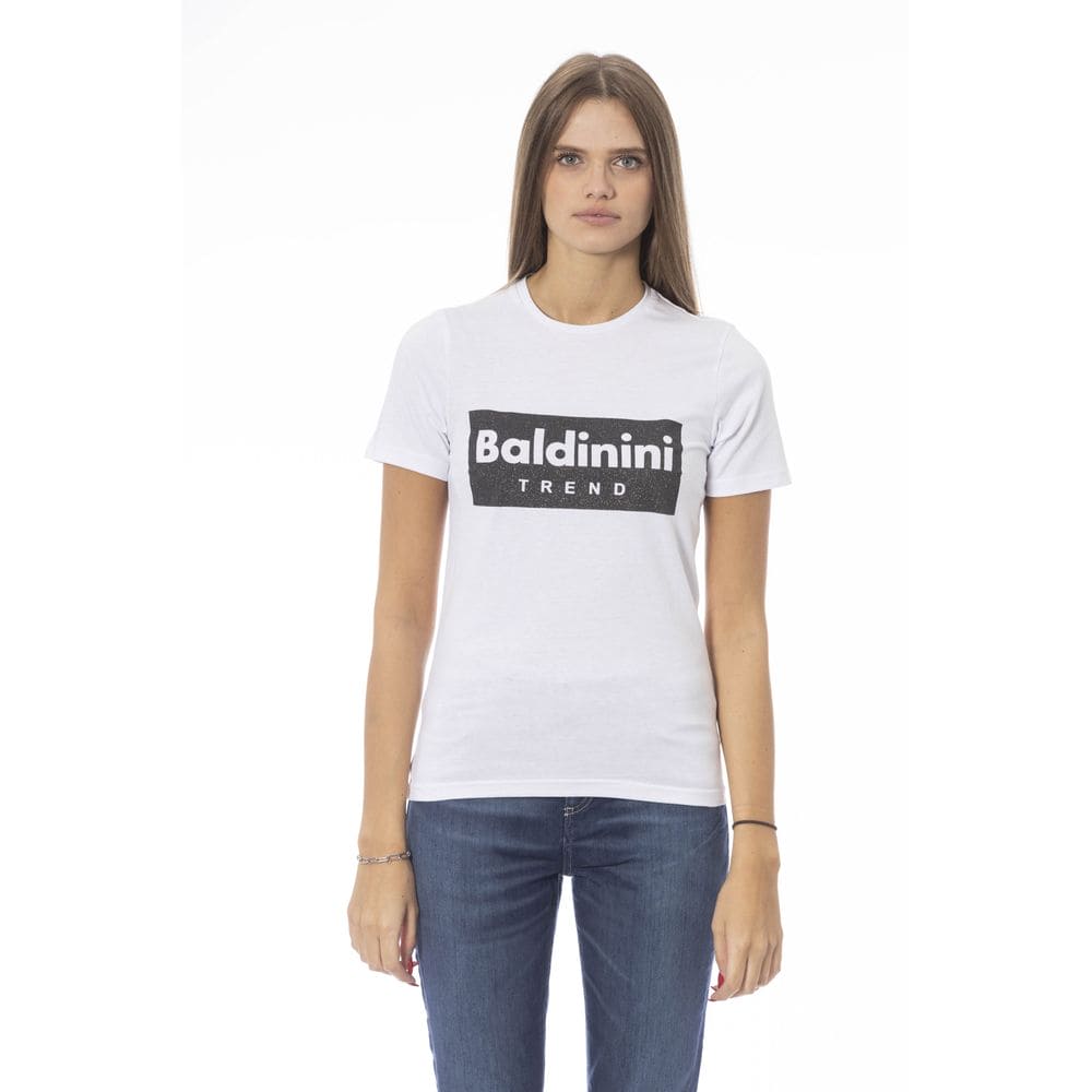 Camiseta de algodón blanca elegante con detalle característico de Baldinini Trend