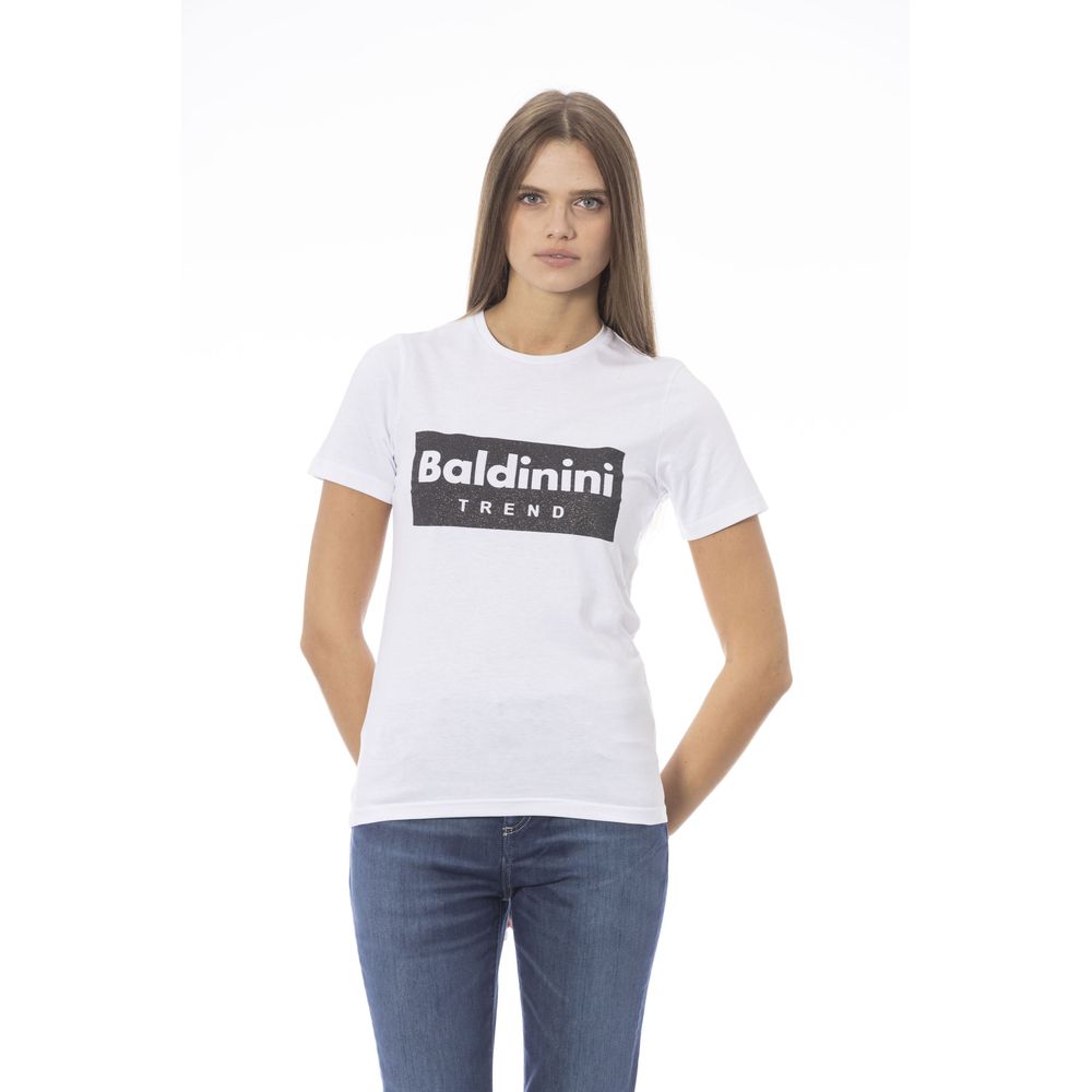 T-shirt en coton blanc Baldinini Trend Chic avec détail signature