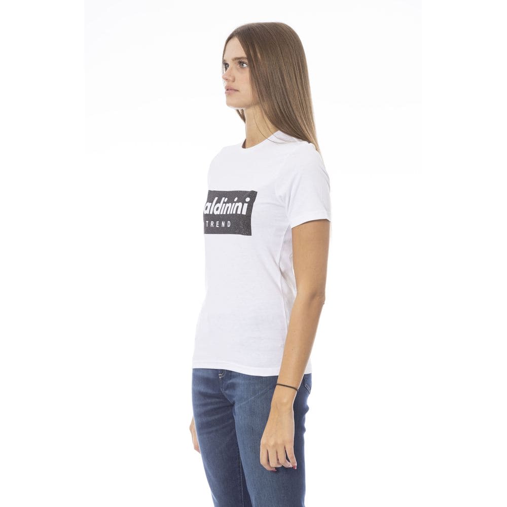 T-shirt en coton blanc Baldinini Trend Chic avec détail signature