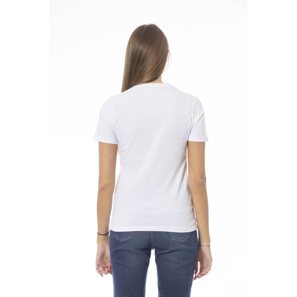 Camiseta de algodón blanca elegante con detalle característico de Baldinini Trend