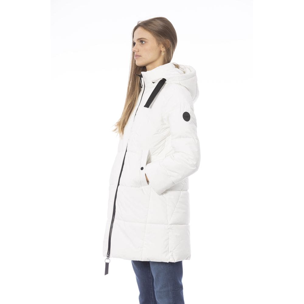 Chaqueta larga de plumas elegante color blanco Baldinini Trend para mujer