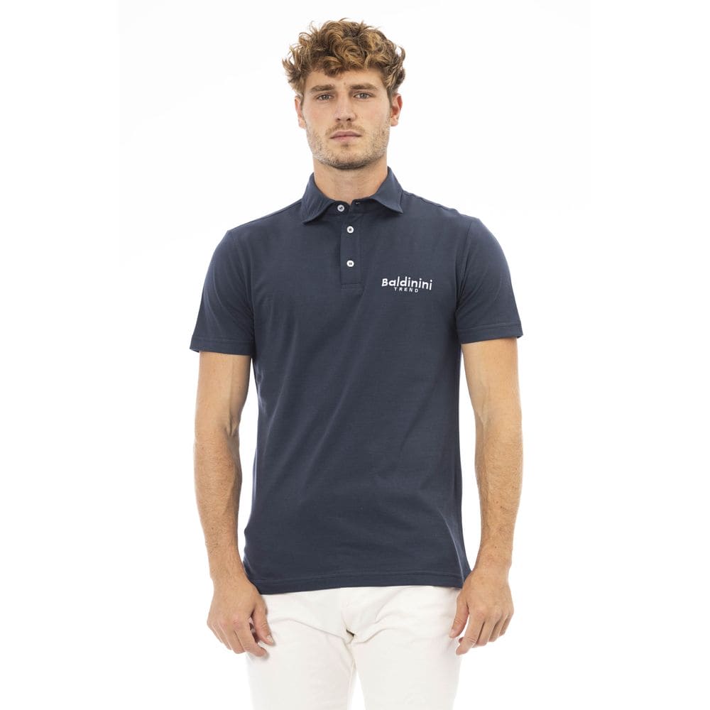 Polo elegante de algodón azul con logotipo bordado de Baldinini Trend