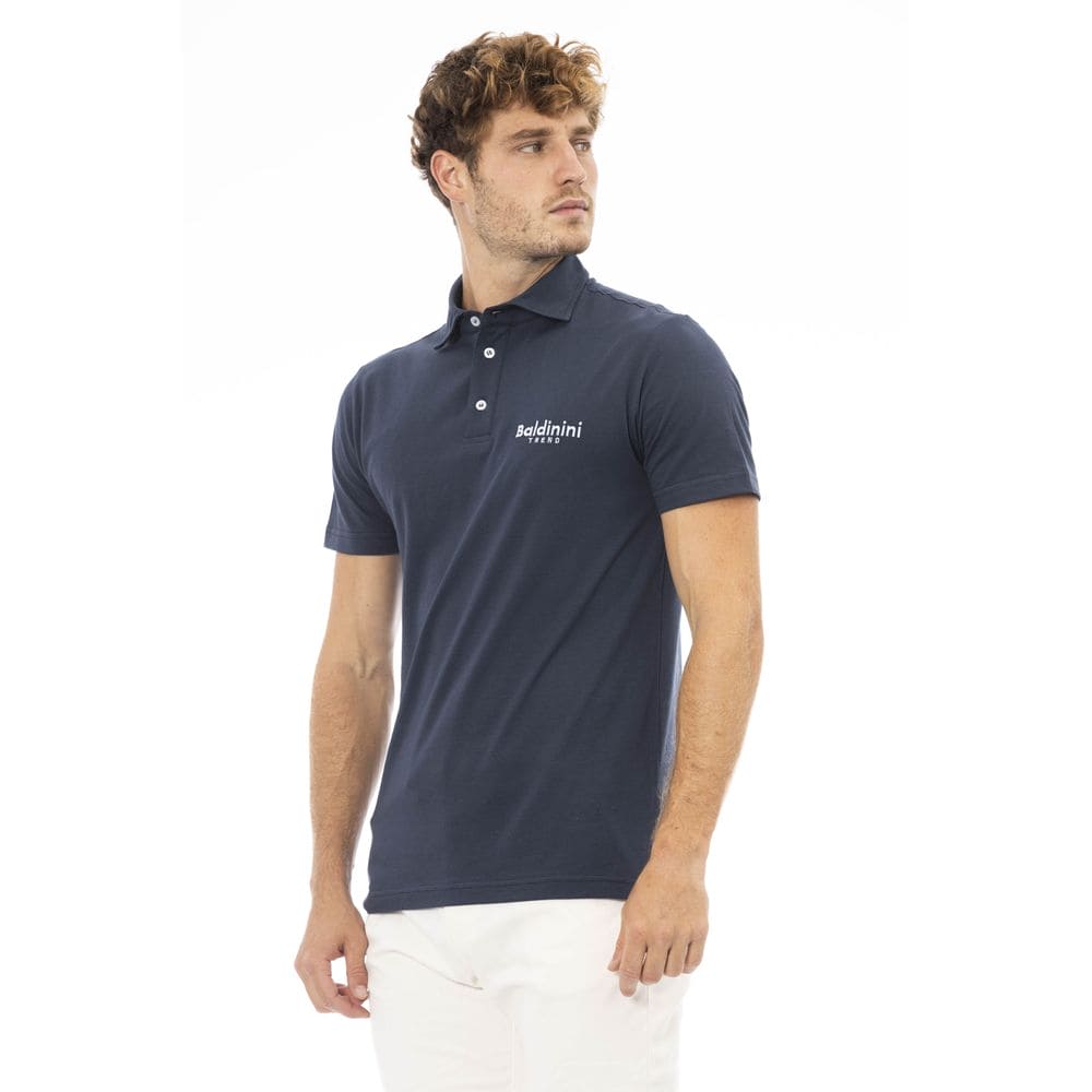 Polo elegante de algodón azul con logotipo bordado de Baldinini Trend