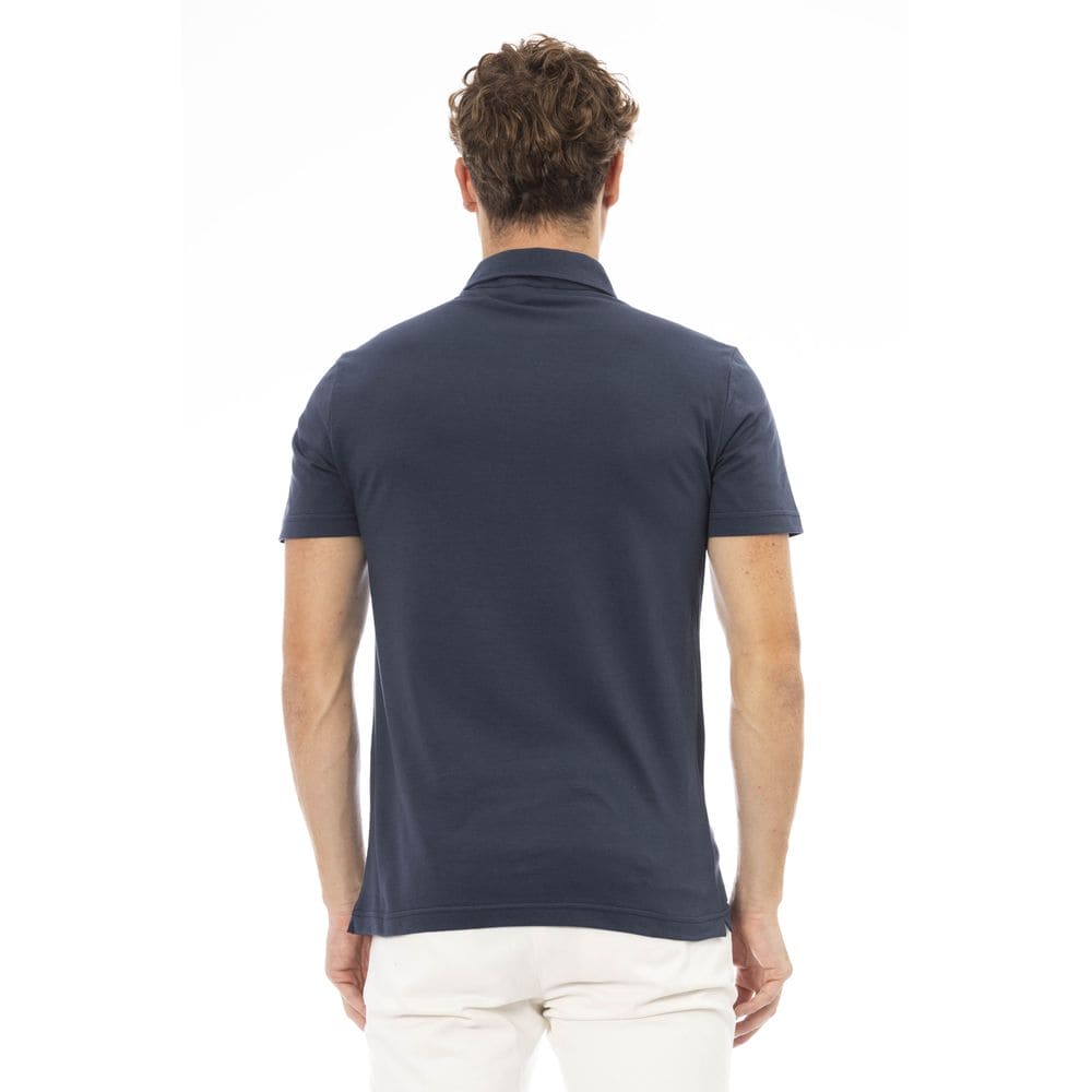 Polo bleu élégant en coton avec logo brodé Baldinini Trend