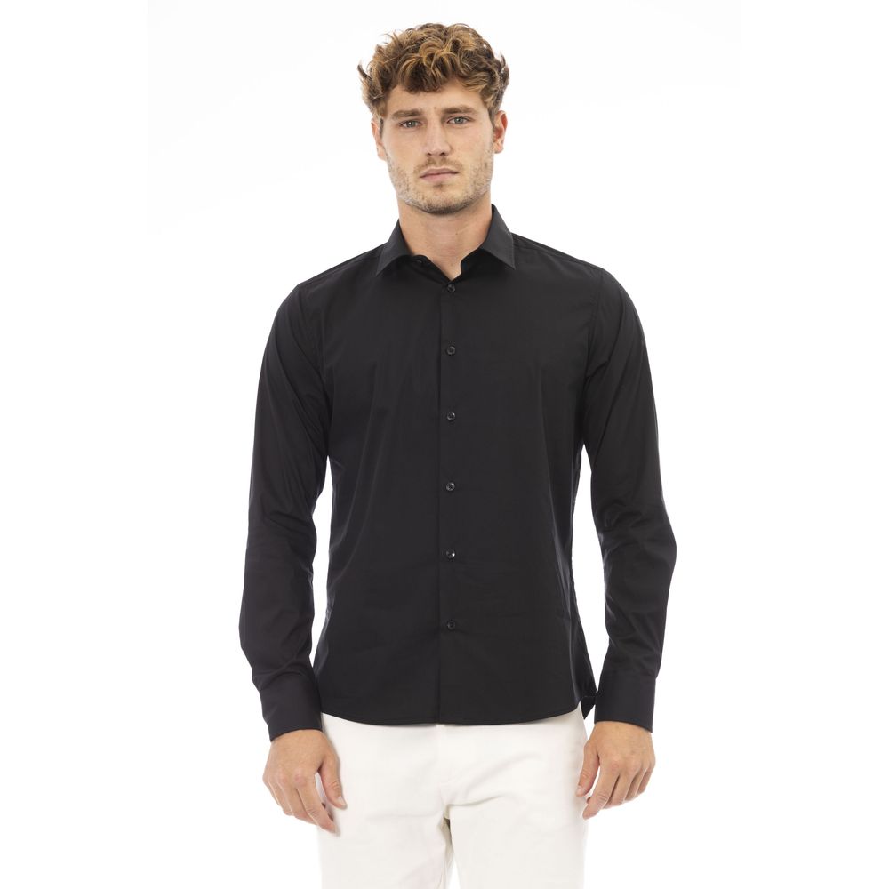 Chemise italienne élégante en coton mélangé noir Baldinini Trend