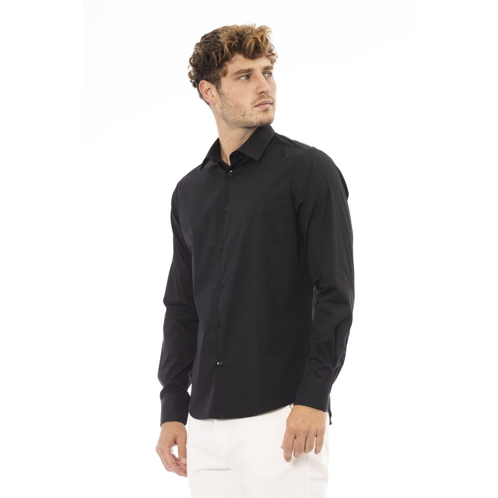 Chemise italienne élégante en coton mélangé noir Baldinini Trend