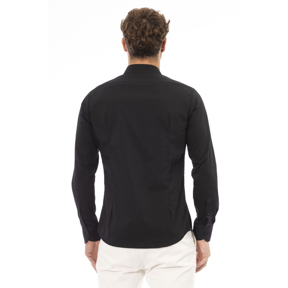 Chemise italienne élégante en coton mélangé noir Baldinini Trend