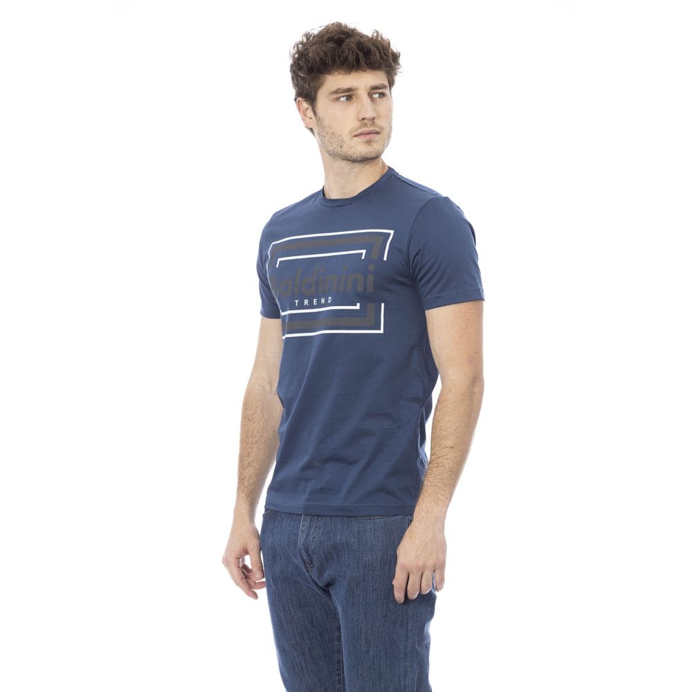 Camiseta de algodón azul Baldinini Trend Chic con estampado frontal