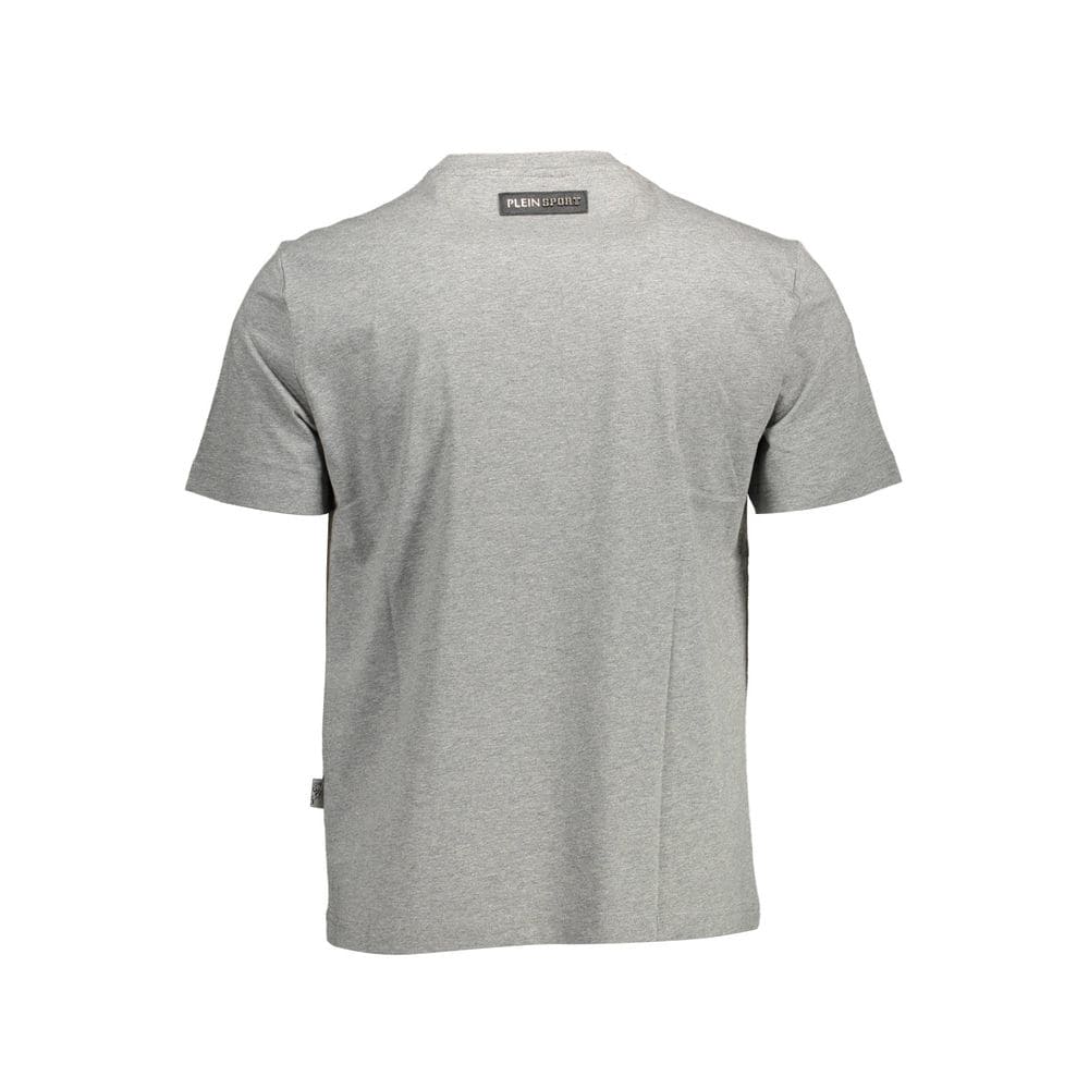 Camiseta elegante de cuello redondo gris con detalles llamativos de Plein Sport