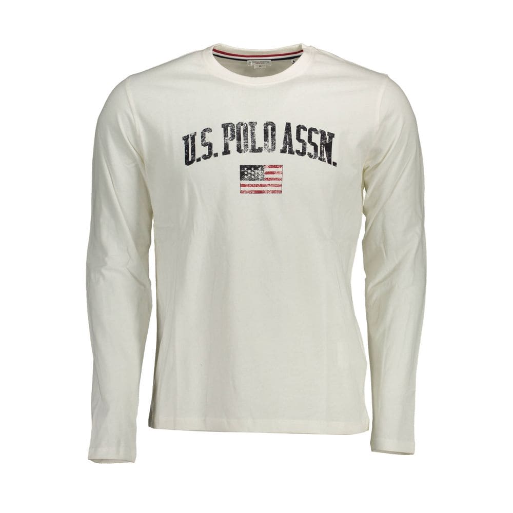 US POLO ASSN. Elegante camiseta de algodón blanca con cuello redondo