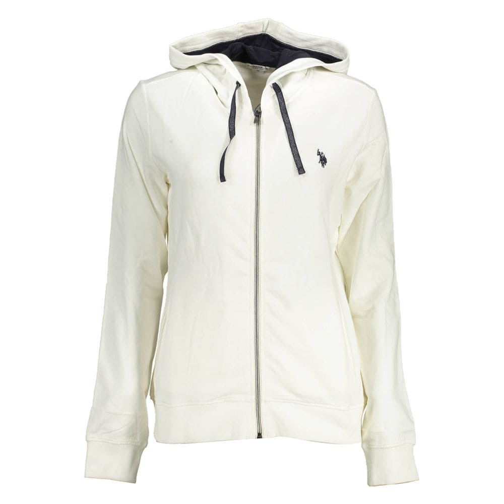 Sweat-shirt zippé à capuche blanc chic avec logo US POLO ASSN.