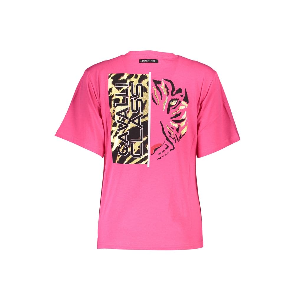 Camiseta rosa con logo y corte ajustado de Cavalli Class Chic