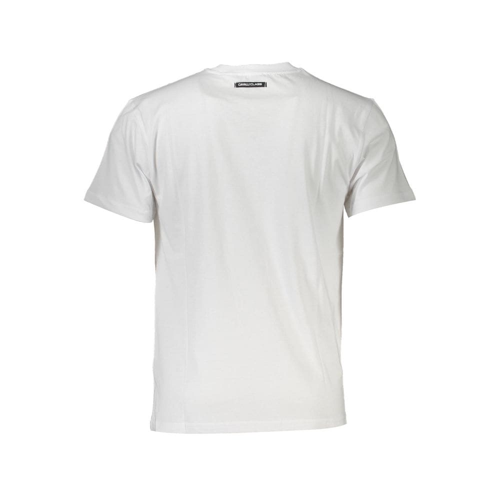 Camiseta elegante con estampado blanco y logotipo clásico de Cavalli Class