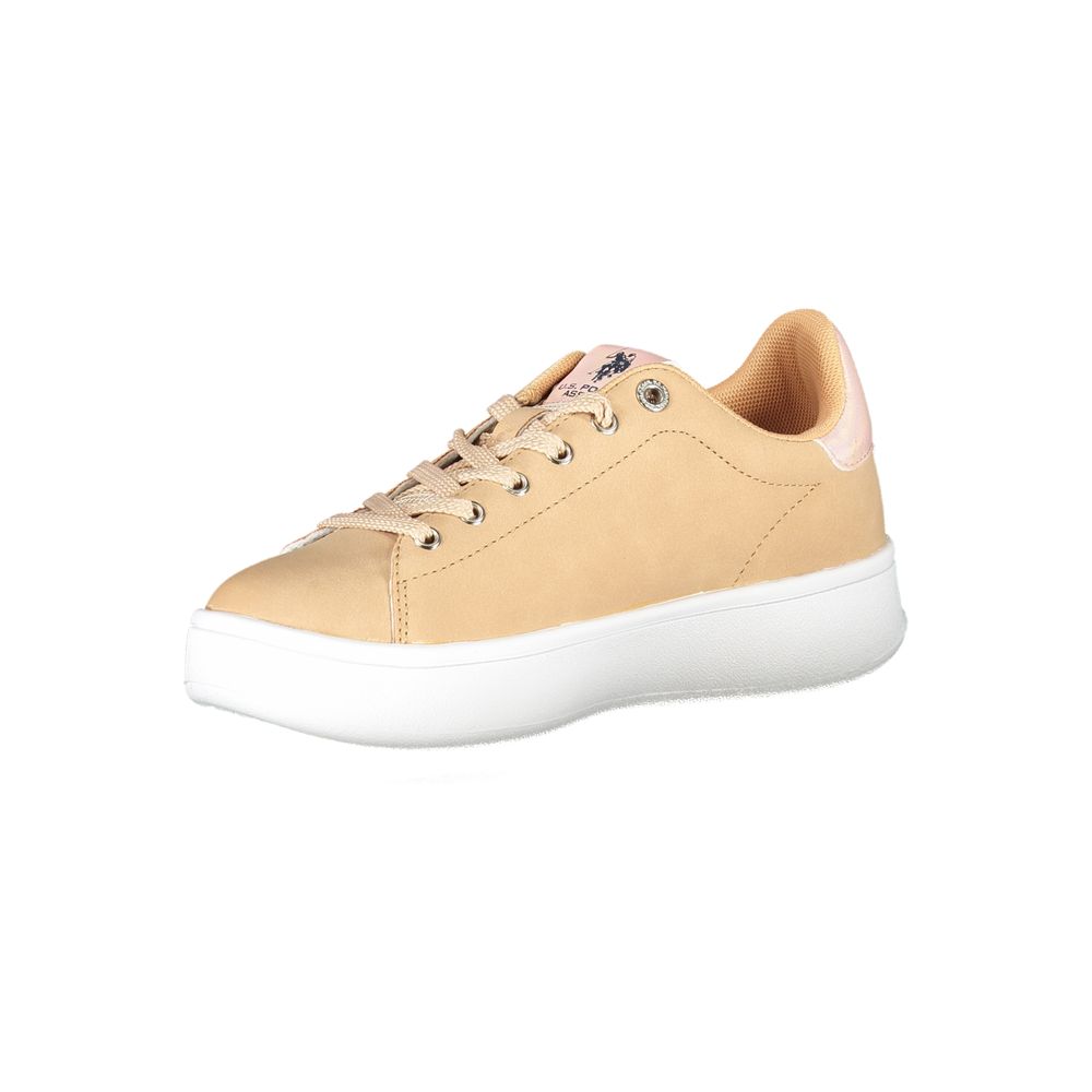 U.S. POLO ASSN. Chic Beige Lace-Up Sneakers with Contrast Detail