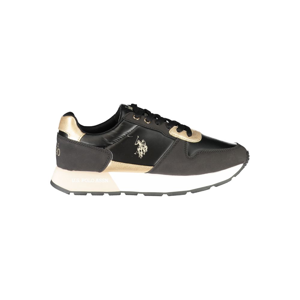 Baskets à lacets noires chics avec détails contrastés US POLO ASSN.