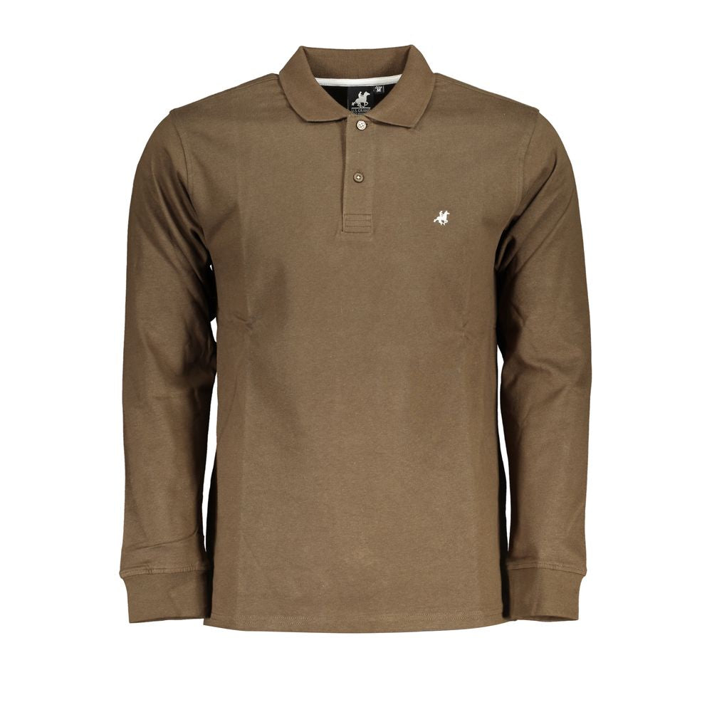 Polo marron élégant à manches longues US Grand Polo pour homme