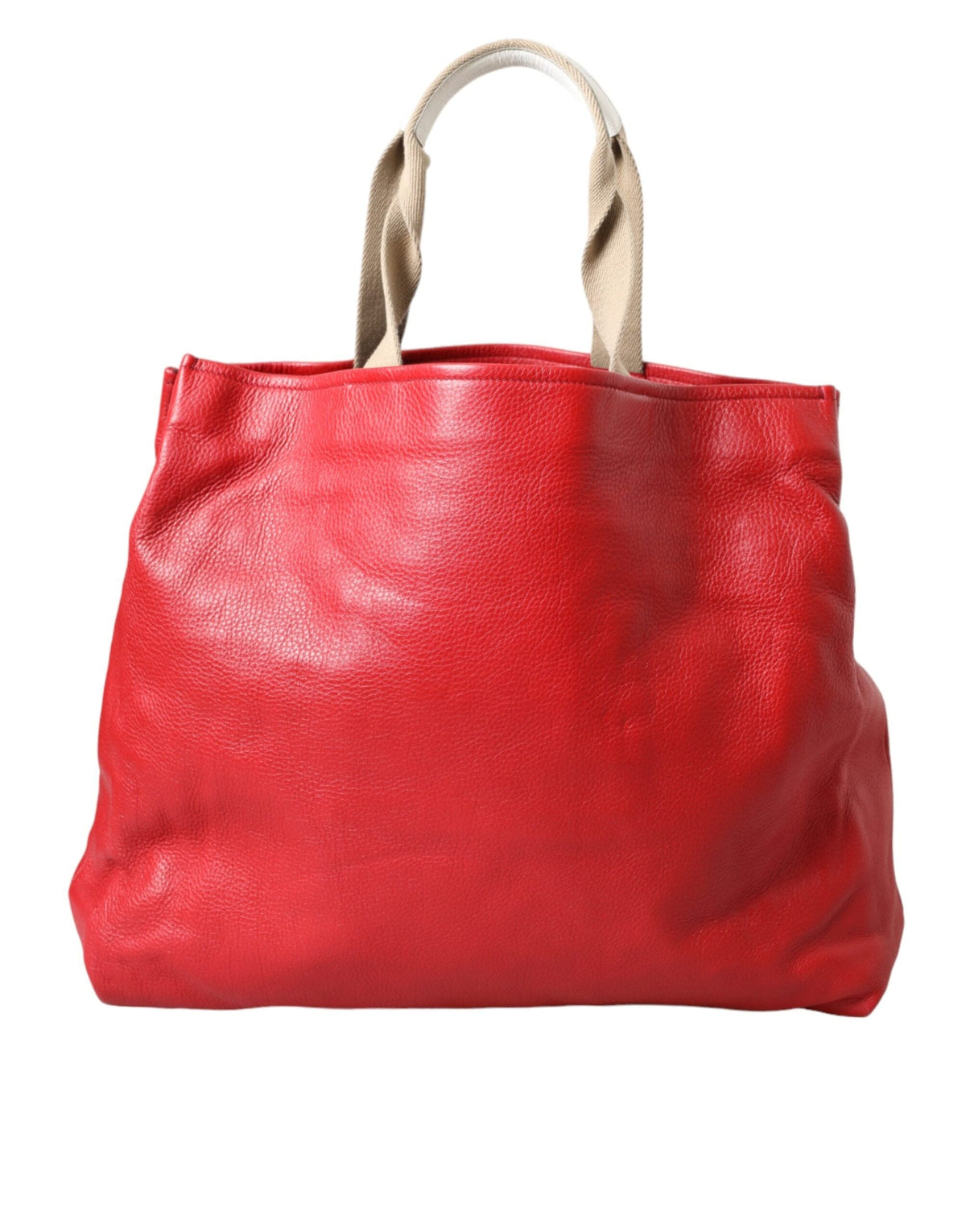 Dolce & Gabbana Red Leather #DGFamily Patch Shopping Tote Bag