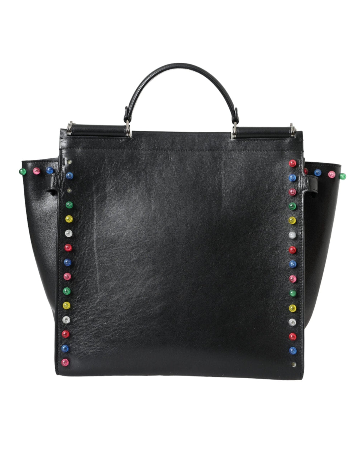 Dolce & Gabbana Black SICILY Leather LED Top Handle Shoulder Bag