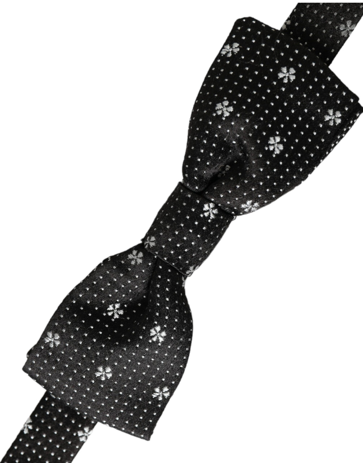 Dolce & Gabbana Black Silk Floral Adjustable Neck Men Papillon Bow Tie