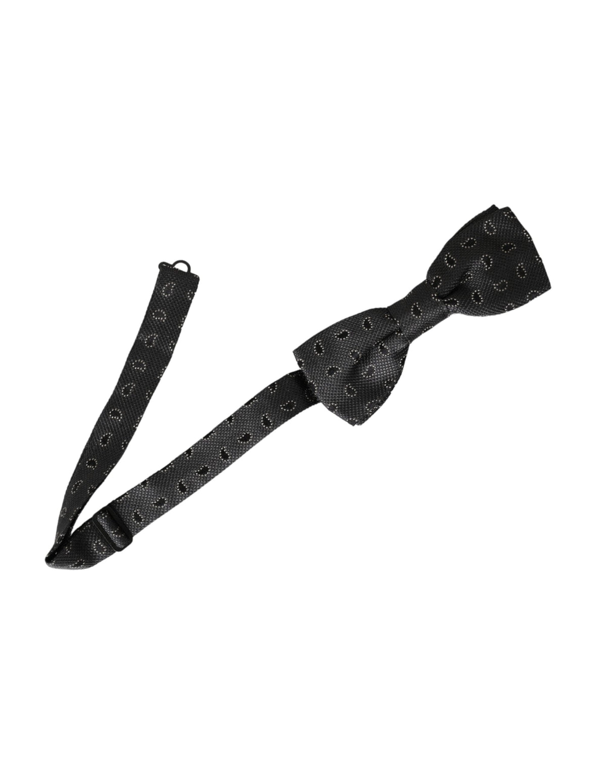 Dolce & Gabbana Black Silk Patterned Adjustable Neck Men Bow Tie