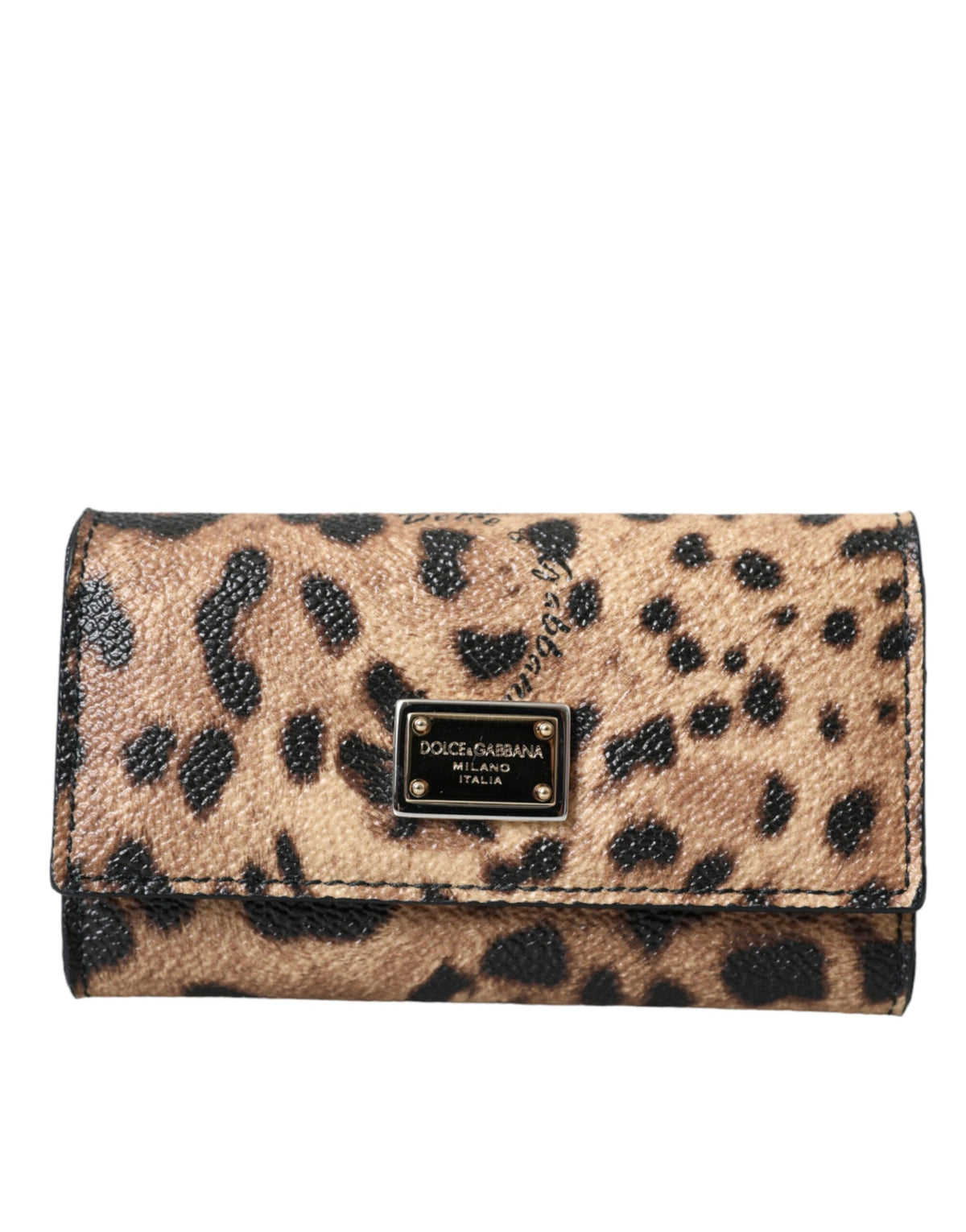 Dolce & Gabbana Brown Leopard PVC Pouch Key Holder Case Keyring