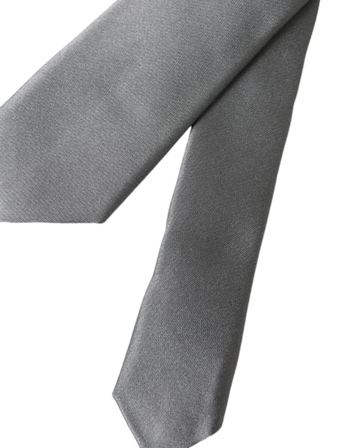 Dolce & Gabbana Silver Solid Satin Silk Adjustable Men Tie