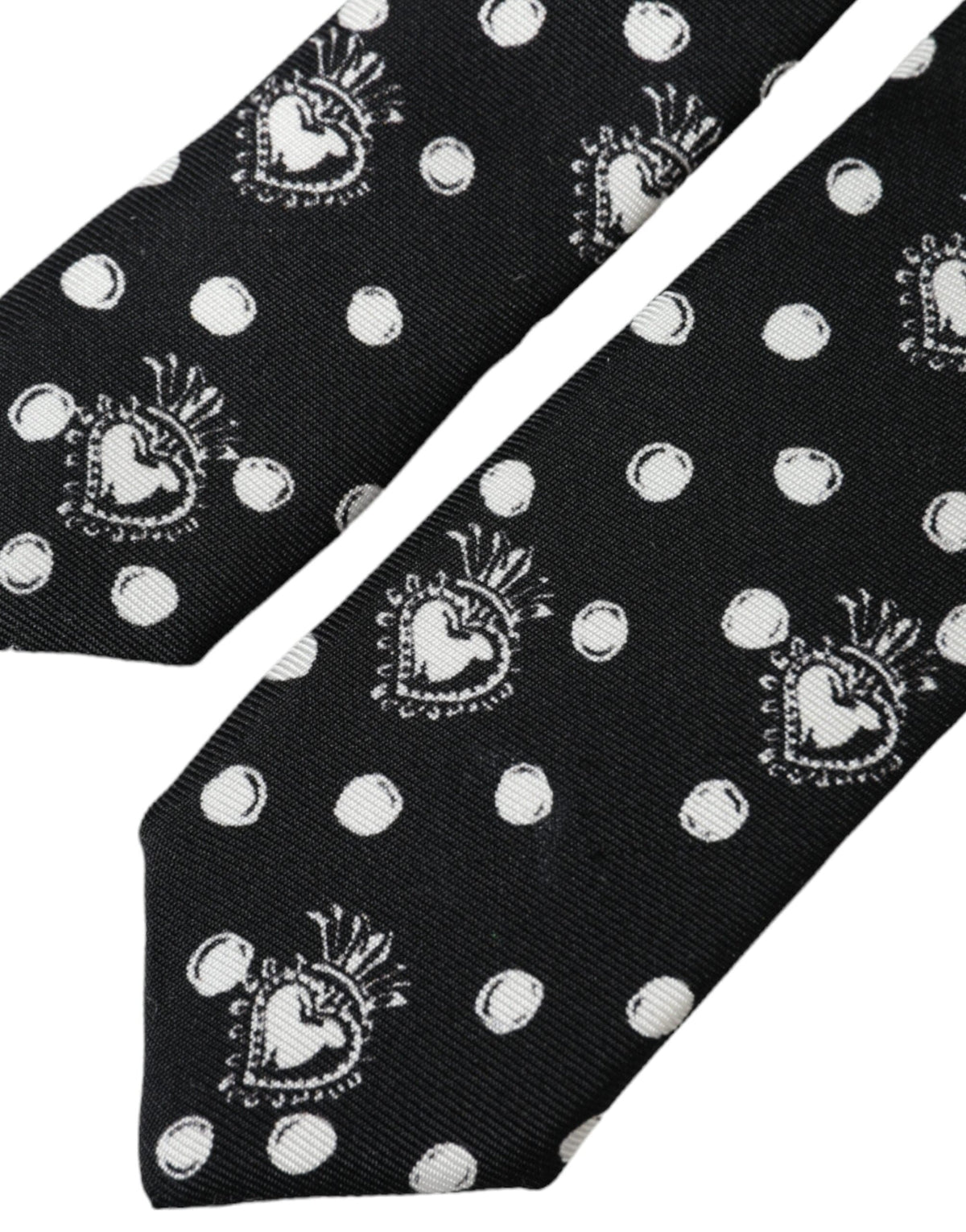 Dolce & Gabbana Black Heart Polka Dot Adjustable Tie