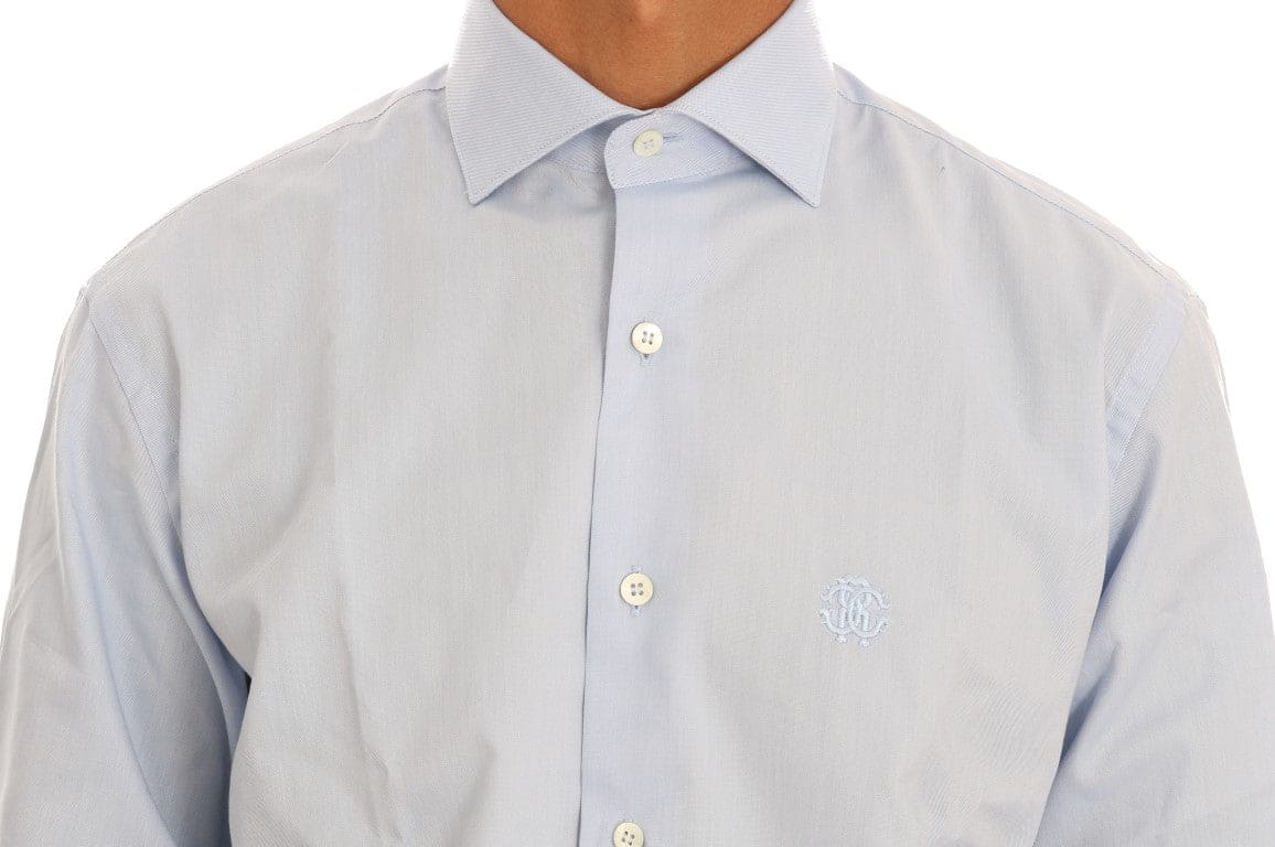 Camisa de vestir de algodón azul claro Cavalli