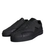 Dolce & Gabbana Black Leather Slip On Low Top Sneakers Shoes